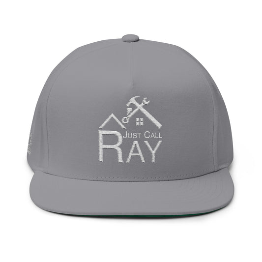 Embroidered Flat Bill Cap - "Just Call Ray" Handyman Logo