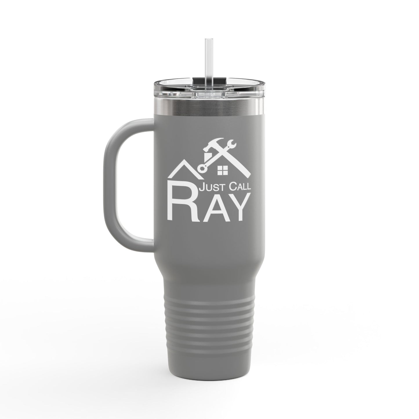 40oz Insulated Travel Mug with QR Code Design — Red Thermal Tumbler with Handle