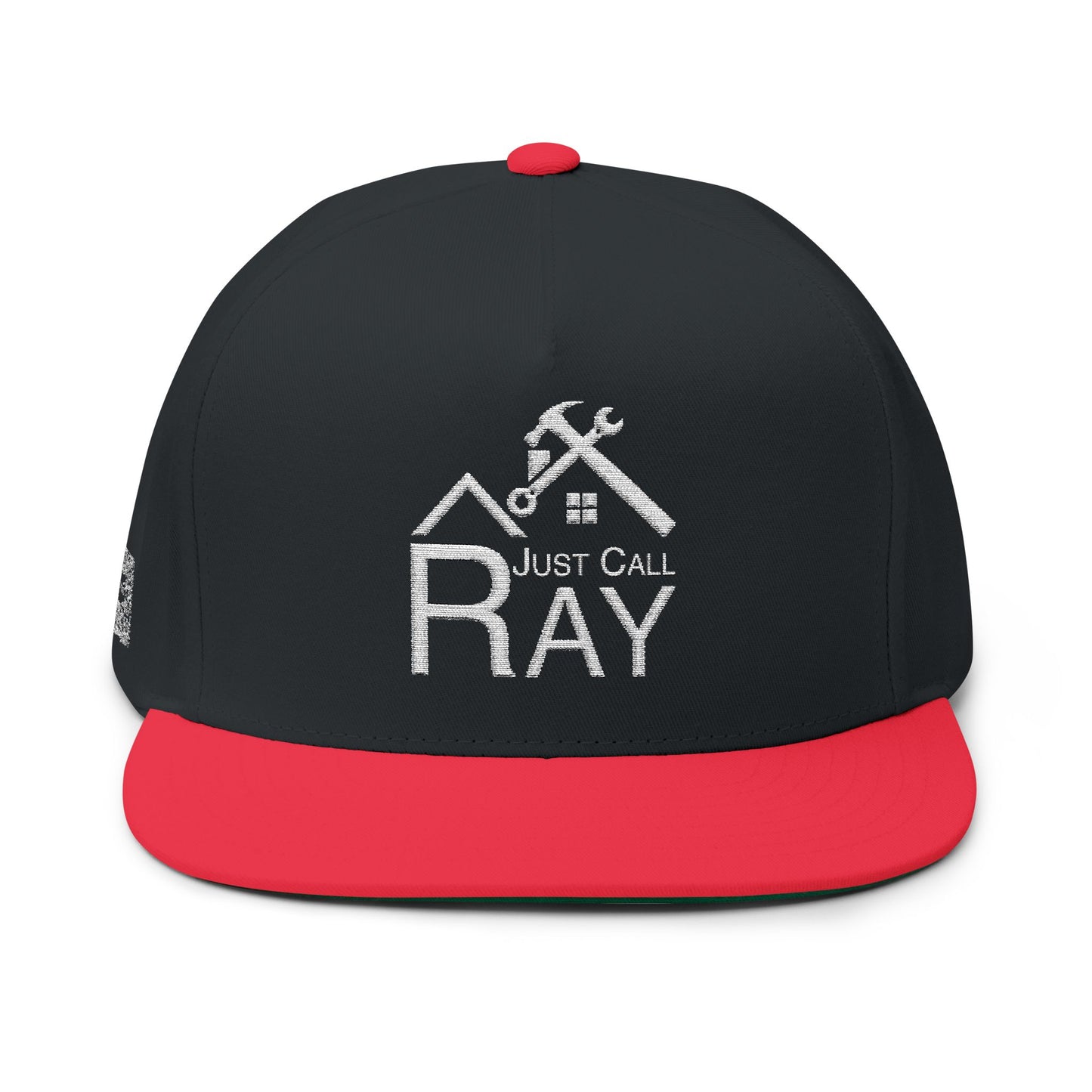 Embroidered Flat Bill Cap - "Just Call Ray" Handyman Logo