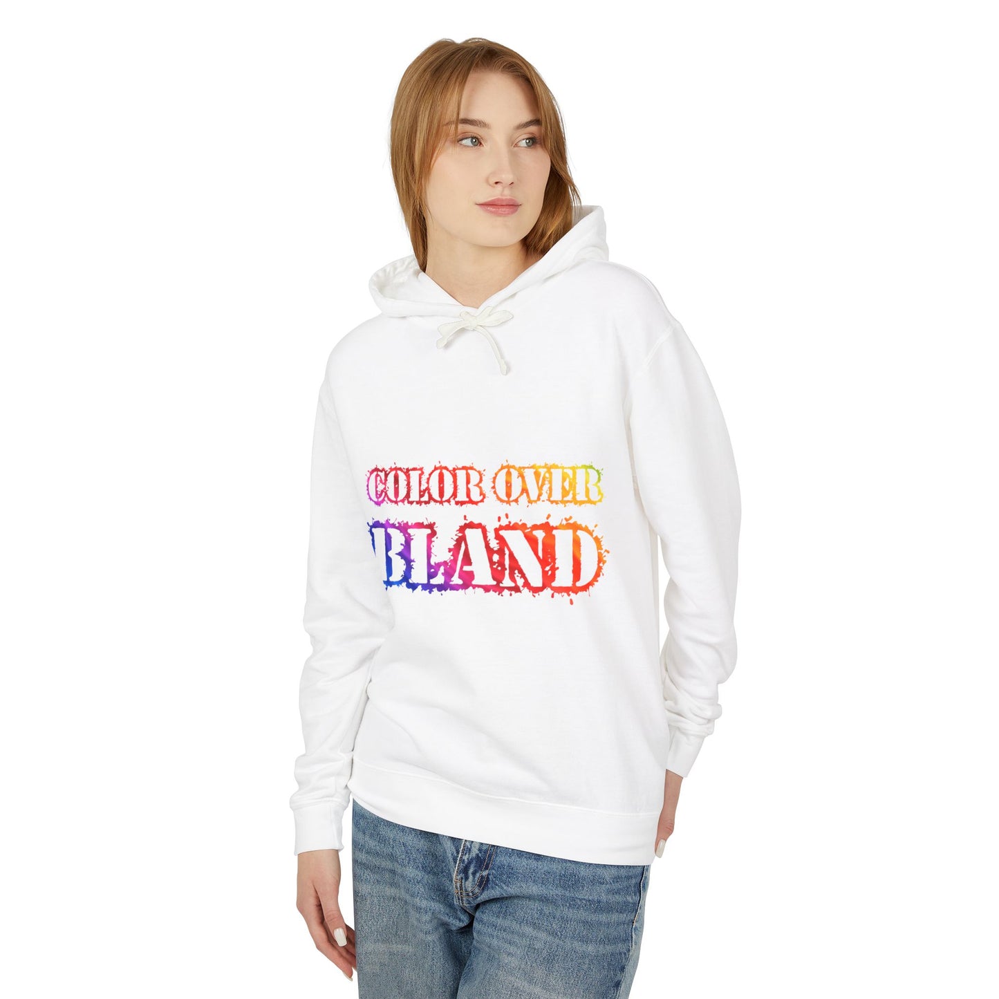 Color Over Bland (Colorway 2) Lightweight Hooded Sweatshirt