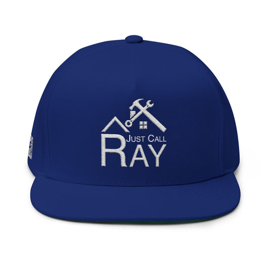 Embroidered Flat Bill Cap - "Just Call Ray" Handyman Logo